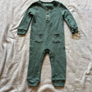 Green Textured Kids One Piece